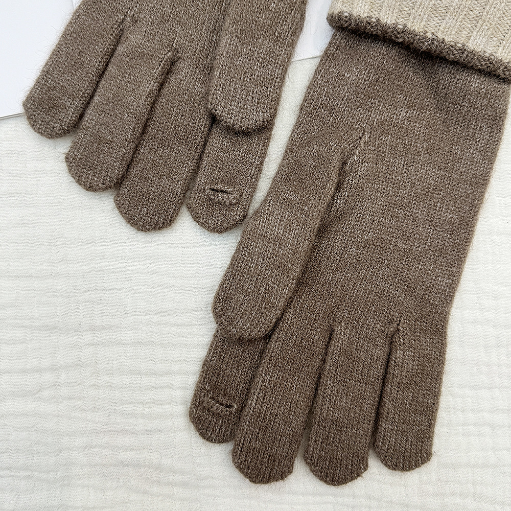 Otoño y invierno de color sólido nuevo guante de punto de moda con pantalla táctil al aire libre a prueba de viento y calor a prueba de frío de cinco dedos guantes largos