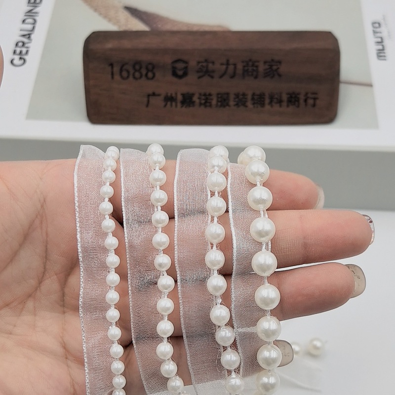 ワイヤードパールエッジウェビング 4cm 5cm 6cm 8cm 黒と白の既製ヘアアクセサリー、子供服、婦人服、レースアクセサリー|undefined