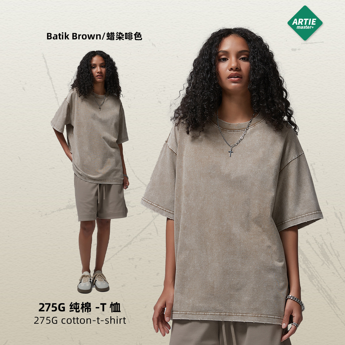 ARTIE ropa de Hombre | 2024 verano 275G Batik angustiado agujero de gusano ribeteo retro camiseta hombres de marca de moda europea y americana de manga corta