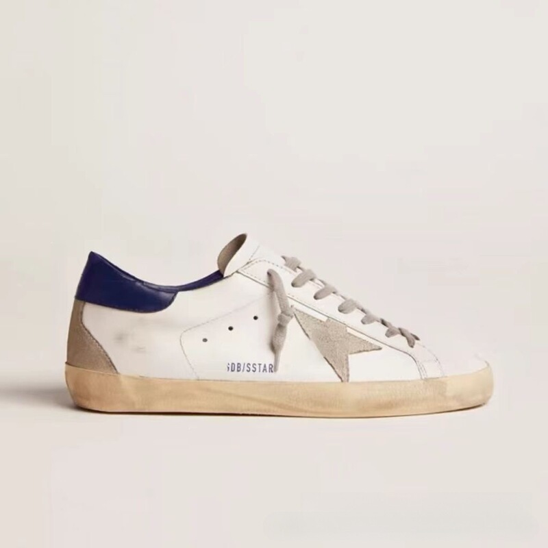 Ggdb Fashion Versatile Korean Vintage Star Sneakers with Hidden Heel, Distressed Thick-Soled Cowhide White Casual Shoes