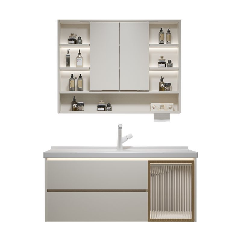 gabinete de lavabo a prueba de humedad de madera sólida combinación de lavabo cerámica integral doble cajón gabinete de baño plegable feng shui espejo gabinete lavabo
