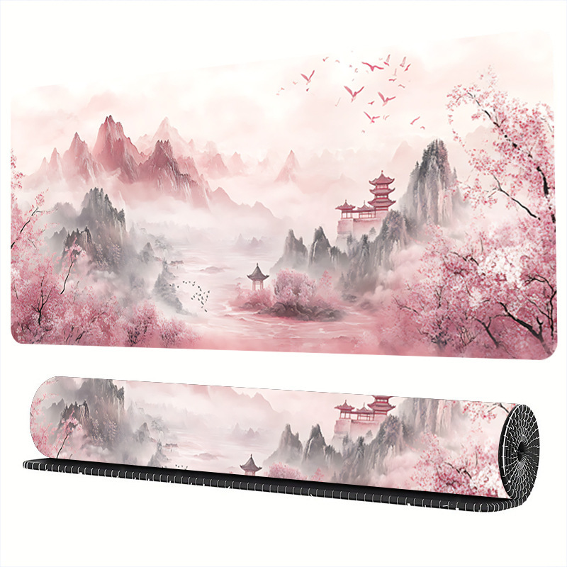 桃の花の森のクロスボーダー専用マウスパッド、大型、高級、厚みがあり、汚れにくいマウスパッド、密閉されたエッジ|undefined
