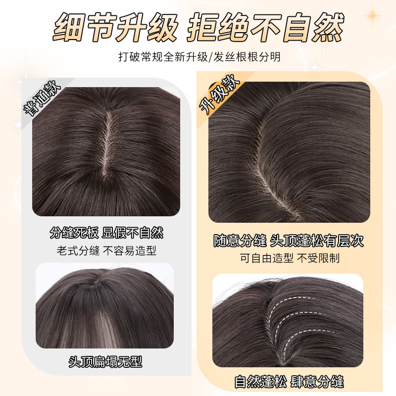 假发全头套女大波浪齐刘海卷发自然隐形仿全真人发丝日常整顶假发|undefined