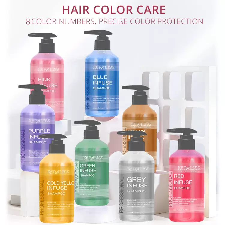 跨境锁色洗发水不伤发滋润顺滑颜色护理可染发防褪色固色洗发水