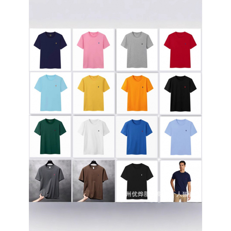 Cross-Border Foreign Trade Summer Round Neck Pony Embroidery T-Shirt Unisex Pure Cotton Short-Sleeve Loose Casual Versatile R Top Cross-Border Foreign Trade Summer Round Neck Pony Embroidery T-Shirt Unisex Pure Cotton Short-Sleeve Loose Casual Versatile R Top