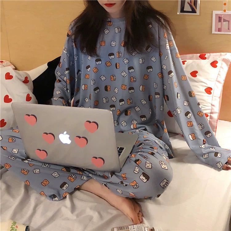 Pijamas de manga larga de las mujeres de primavera y otoño más tamaño pijamas de verano de las mujeres ropa de abrigo estilo coreano pijamas de las mujeres más tamaño traje de desgaste para el hogar image 38