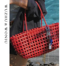 韩国东大门镂空沙滩包草编包夏季菜篮子包海边度假手提单肩包