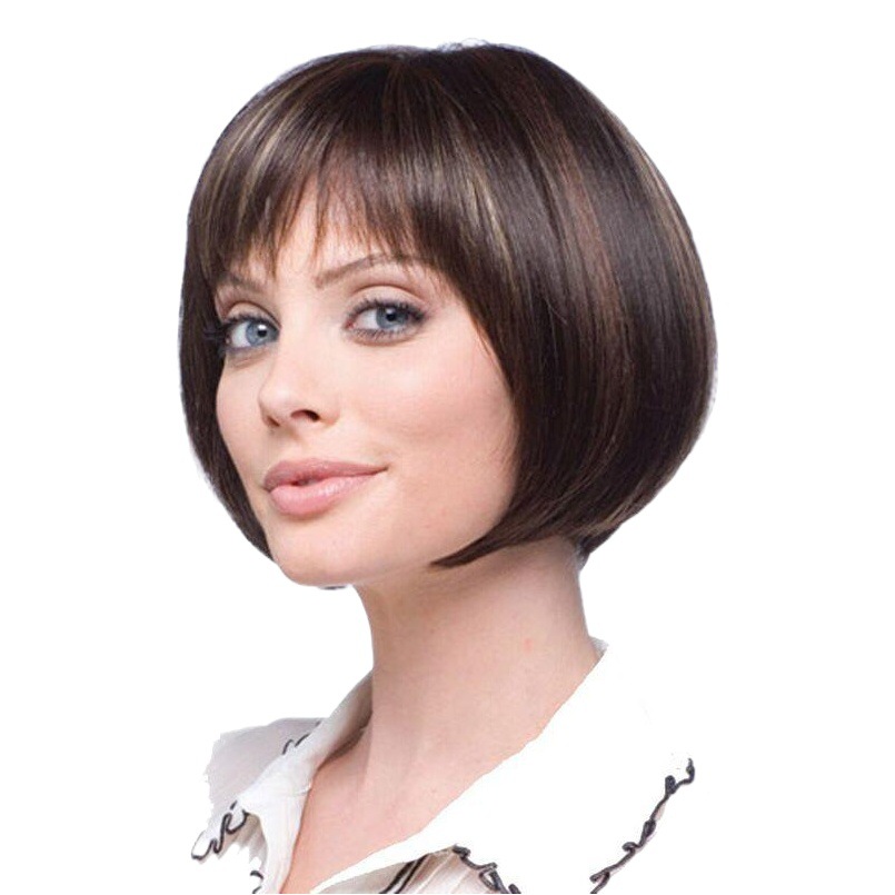 Amazon mujeres europeas y americanas de pelo corto recto bobo cabeza de onda de fibra química de alta temperatura peluca de seda peluca deseo suministro de la fábrica