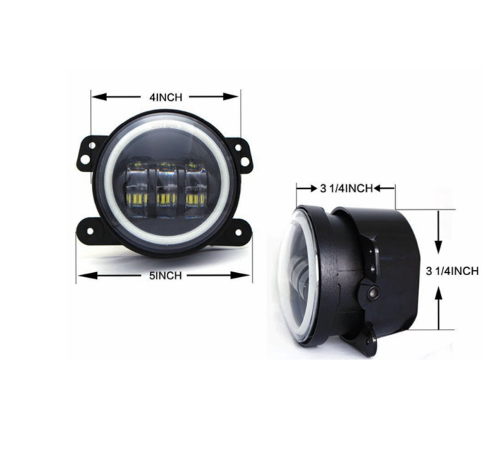 Cross-Border Applicable Jeep Wrangler Dodge 4-Inch 30W Led Fog Light Guide Jk Tj Front Bumper Light Car Fog Light