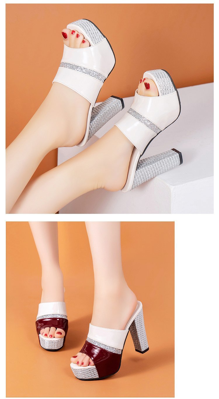 발편한여성샌들 가보시힐 규빅비즈샌들 여성뮬슬리퍼형샌들