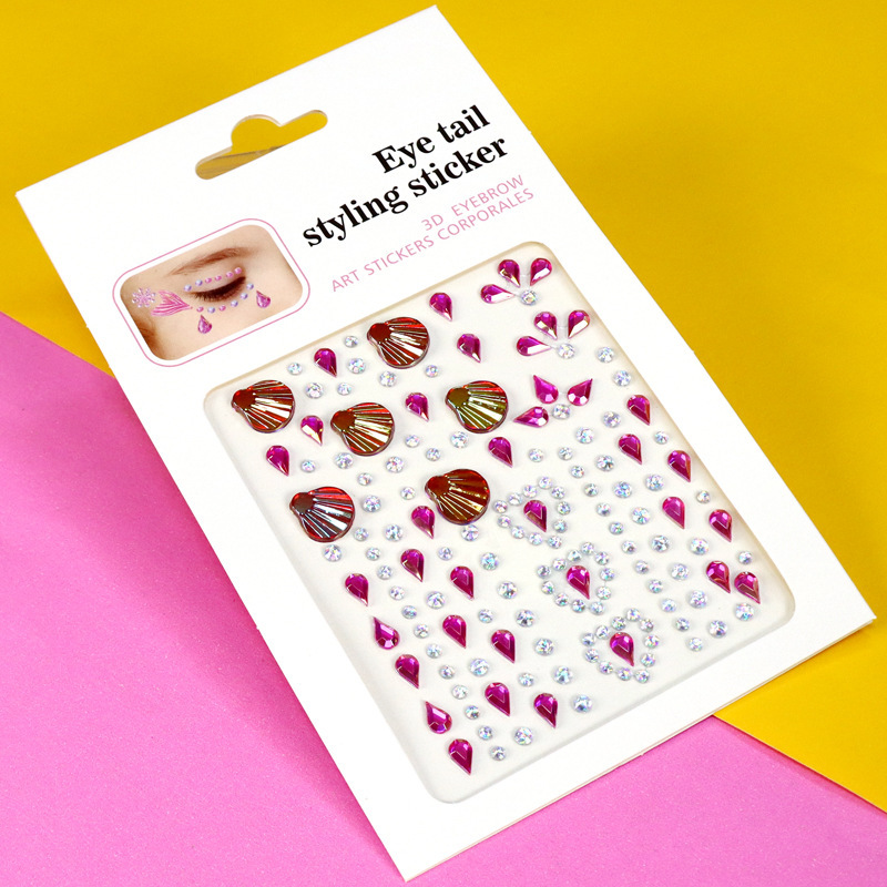 Pegatinas de Pedrería para Maquillaje Facial y Ojos de Resina Autoadhesivo Brillante para Maquillaje Facial y Ojos