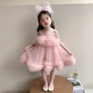 女童夏季吊带连衣裙2026新款儿童公主裙洋气礼服纱裙宝宝网红裙子