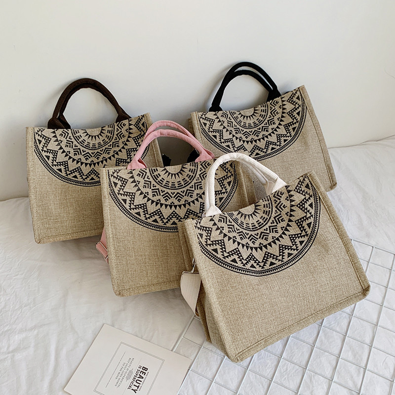 Retro capacious summer straw ethnic handheld one-shoulder bag