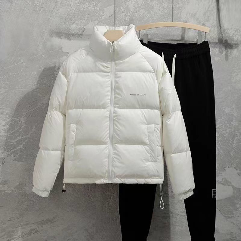 Down short winter thick lightweight stand up collar men's workwear jacket 2024 new item without hat high-end feeling_voghion.com