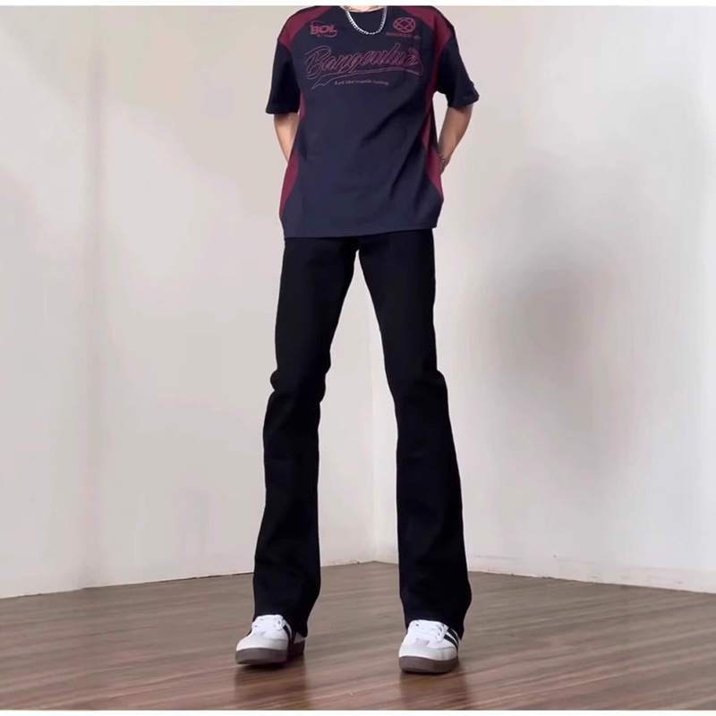 American-style Vibe Micro-horn Pants High Street Trendy Brand Spring and Autumn Slim-fit Jeans Men's Slim-fit Thin Narrow Straight-leg Pants