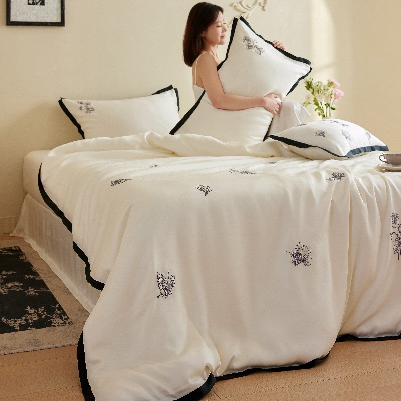 Jogo de cama de verão tencel capa de edredão e lençol fresco_voghion.com