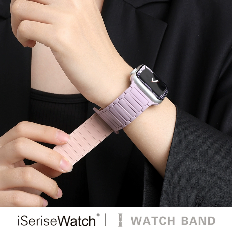 Подходит для силиконового магнитного ремешка Apple Watch S9/8/7 Ultra2, обратная пряжка, дышащий ремешок