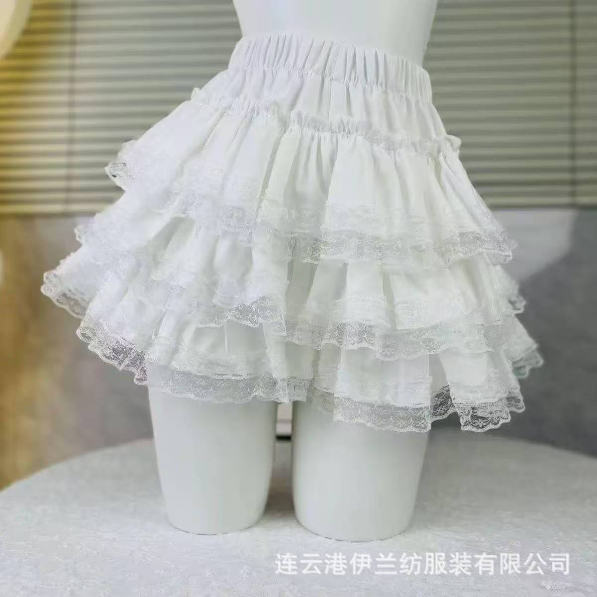 Sweet White Lace Puff Cake Half Skirt, High-Waist Slimming Cosplay Ballet Style — detail image 3