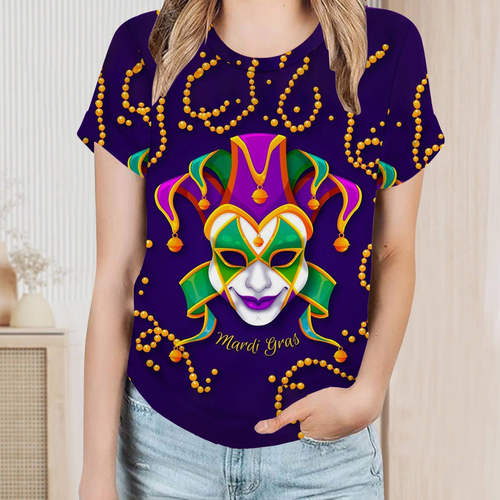 Damen-T-Shirt mit Rundhalsausschnitt und kurzen Ärmeln. Valentinstags-Liebespaar-T-Shirt mit Digitaldruck, kurzen Ärmeln._voghion.com