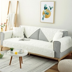 All-season cotton quilted sofa cushion with lily flower design, modern minimalist genuine leather sofa seat cushion cover—wholesale from manufacturer