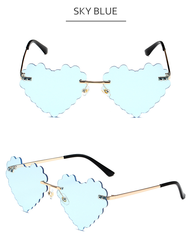 60g Weight Frameless Glasses Structure Sunglasses Classification PC, UV400 Protection, Tinted Lenses Lens Material Special-Shaped Mirror Glasses Style Outdoor, Travel, Beach Occasion Heart Shape Pattern All Seasons Season Women's Gender Novelty, Classic Style Style Novelty Classic Style Heart Shape PC UV400 Protection Tinted Lenses Special-Shaped Mirror Frameless Women's Sunglasses 12