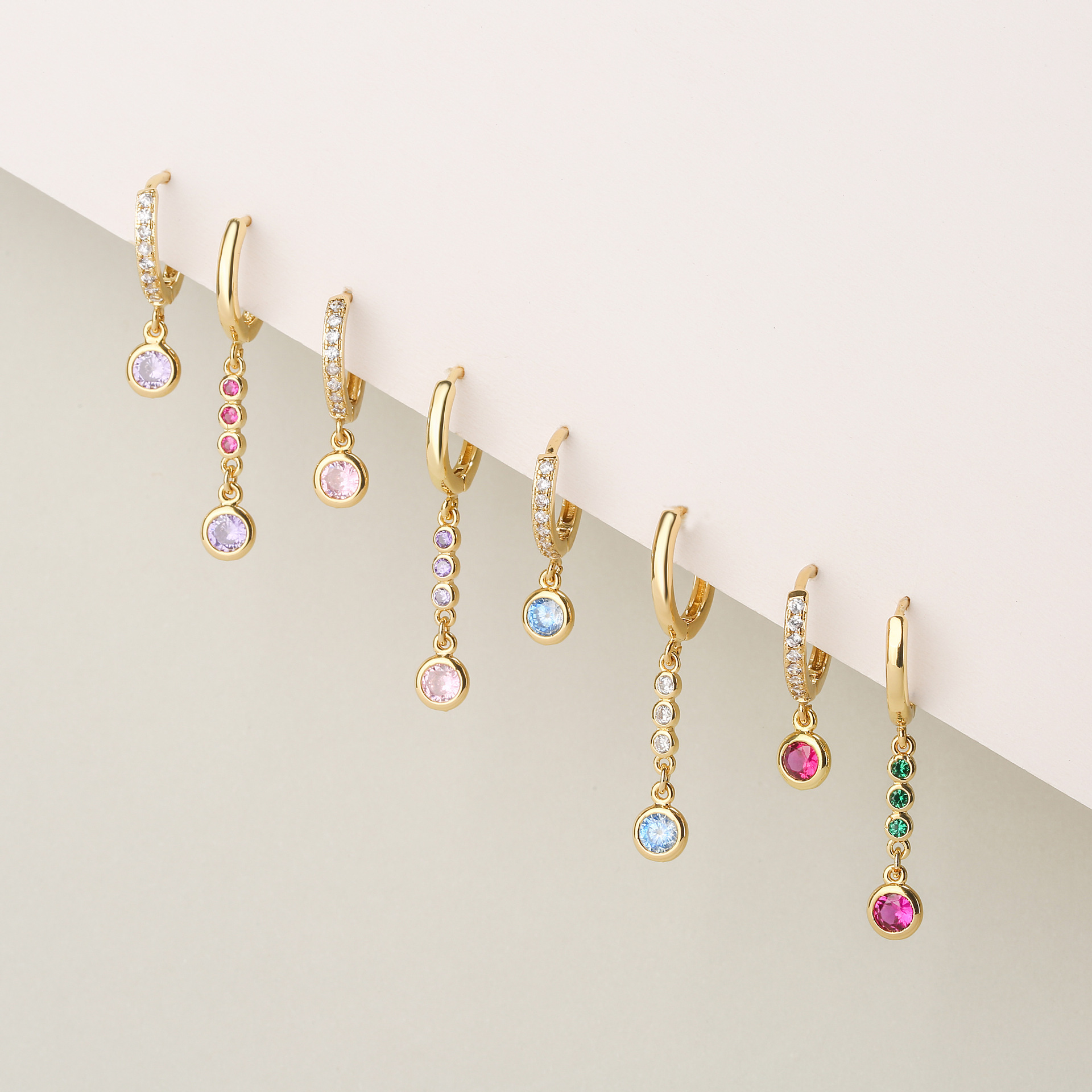 10g Weight 1 Pair Elegant Modern Style Geometric Copper Plating Inlay Zircon Drop Earrings