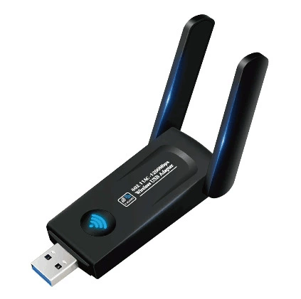 Беспроводной сетевой адаптер 1200M гигабитный 5G двухдиапазонный USB с двумя антеннами Wi‑Fi для Windows 10 без драйверов