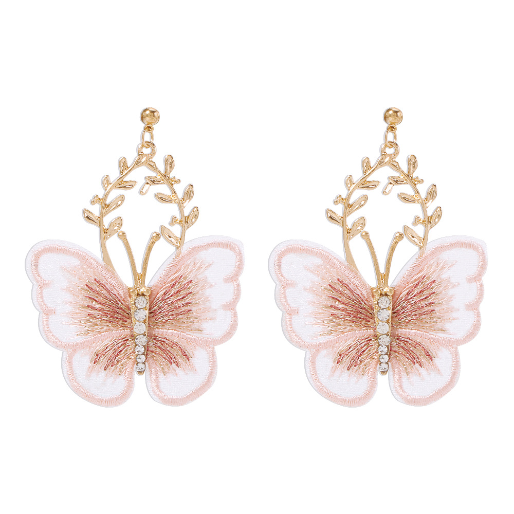 Vintage Creative Embroidery Butterfly Alloy Earrings display picture 4