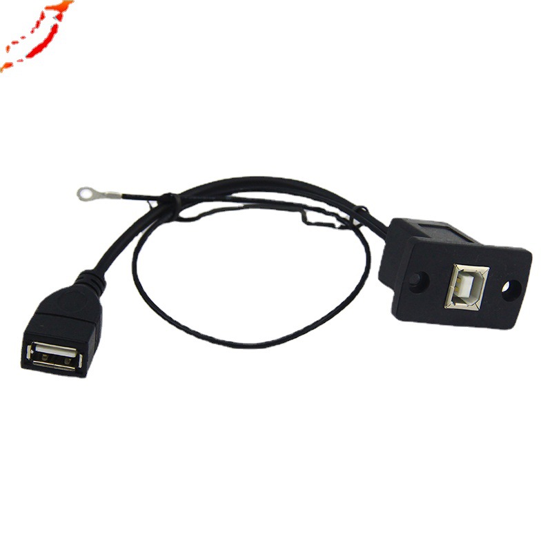 非标4芯2428编织 USB 2.0 A型母转B型母数据线带耳朵固定