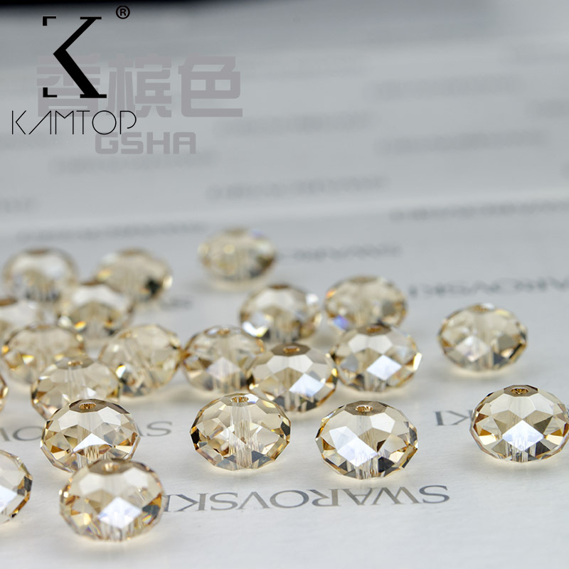 奥地利品质水晶珠子香槟扁珠铃铛鼓珠花珠diy手链项链散珠批发