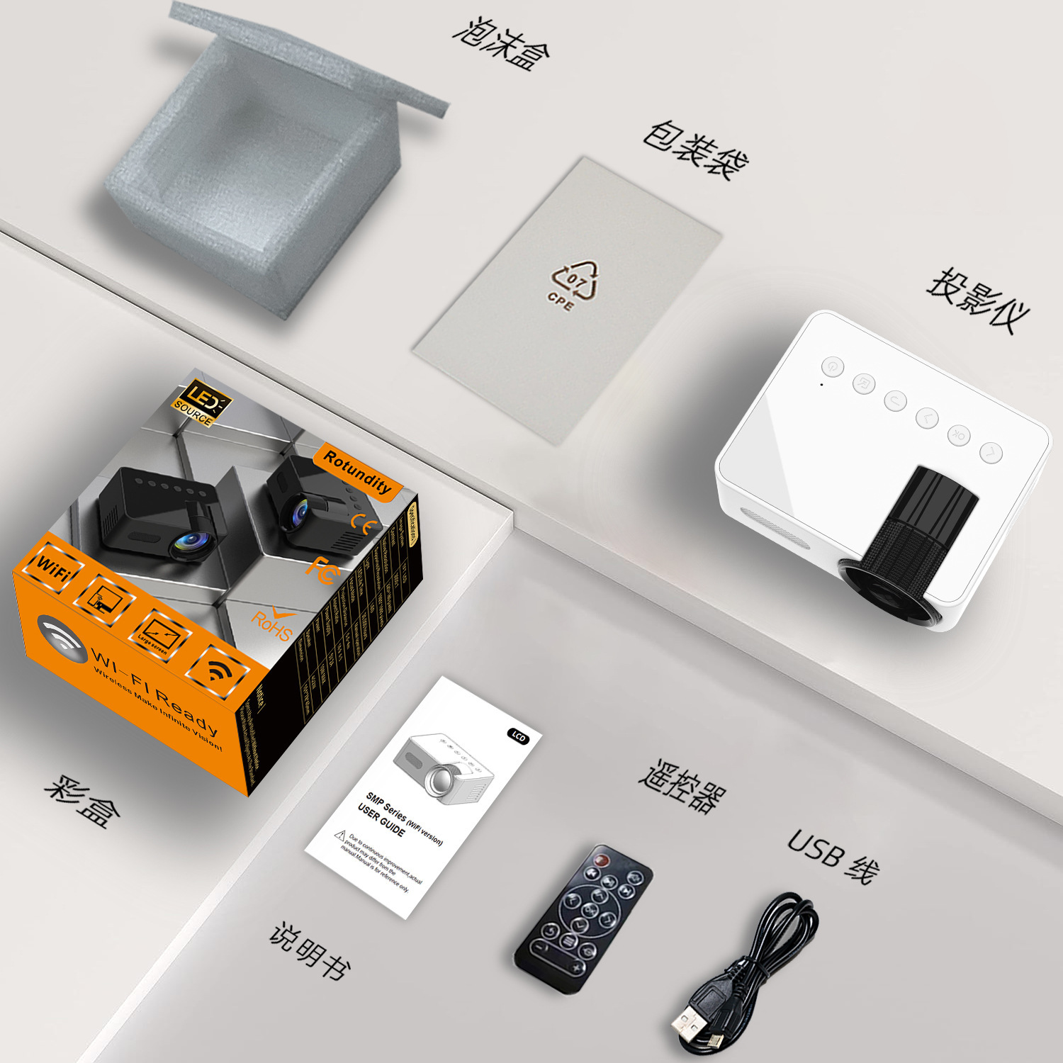 Çapraz Sınır Yeni Ürün YT100 Ev Tipi Mikro Taşınabilir Mini Projeksiyon Makinesi HD Ev Kablosuz Küçük Telefon Projektörü