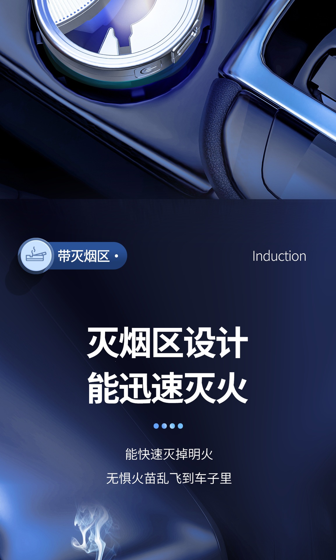 Car-Mounted Ashtray with Anti-Fly Ash Feature, Smart Sensor Automatic Lid Opening, High-End Design, Large Size for Car Interior Air Vent