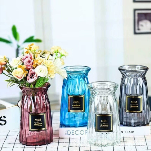 Творческая стеклянная ваза цветная прозрачная ваза оригами для домашнего офиса