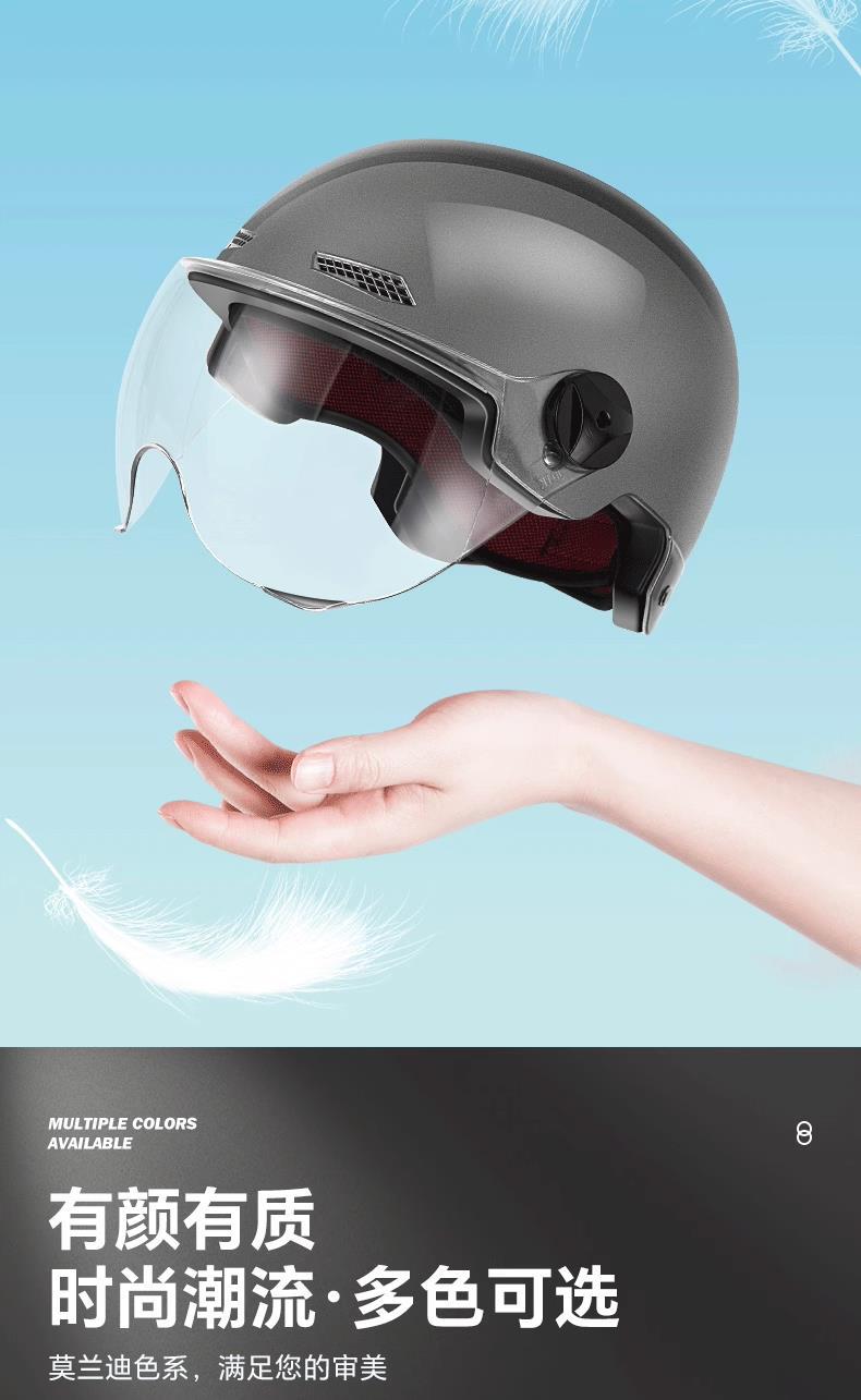 New national standard 3C certified electric motorcycle helmet for men and women, summer retro half helmet, breathable and lightweight helmet for all seasons