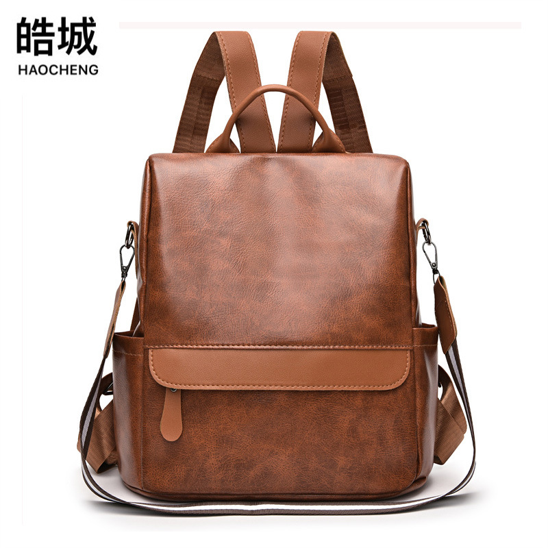 Venta al por mayor transfronteriza 2023 nueva mochila casual de cuero suave para mujer mochila antirrobo de viaje de gran capacidad simple de moda