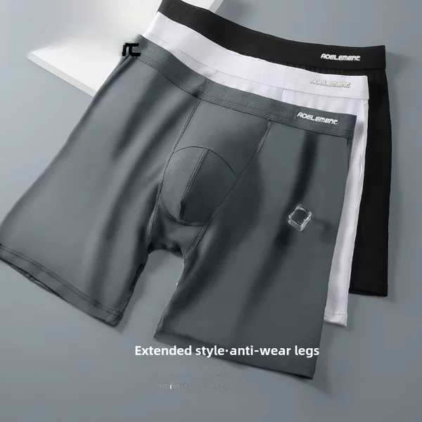 Men's Sports Extended Leg Underwear, Men's Boxer Briefs, Running Anti-Wear Leg Five-Point Pants, Quick-Drying Long Boxer Briefs