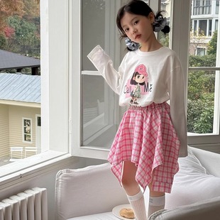 New Style Plaid Skirt for Girls, Summer Children's Irregular Skirt, Girl's Short Skirt