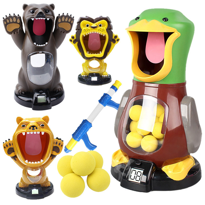 Cross-border hit me duck soft bullet gun, children's competitive decompression EVA sponge ball power shooting target toy gun for boys