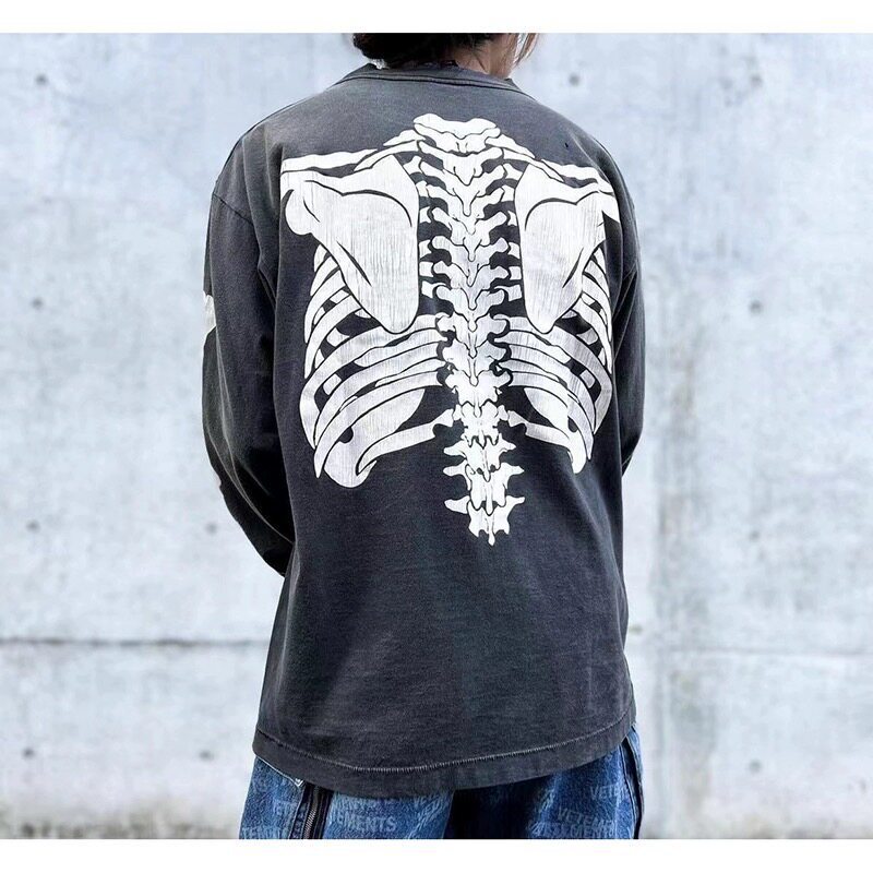 Saint Micheal X Vlone Skeleton Sleeve Shirt Tee Skull Long-Sleeve T-Shirt Saint Micheal X Vlone Skeleton Sleeve Shirt Tee Skull Long-Sleeve T-Shirt