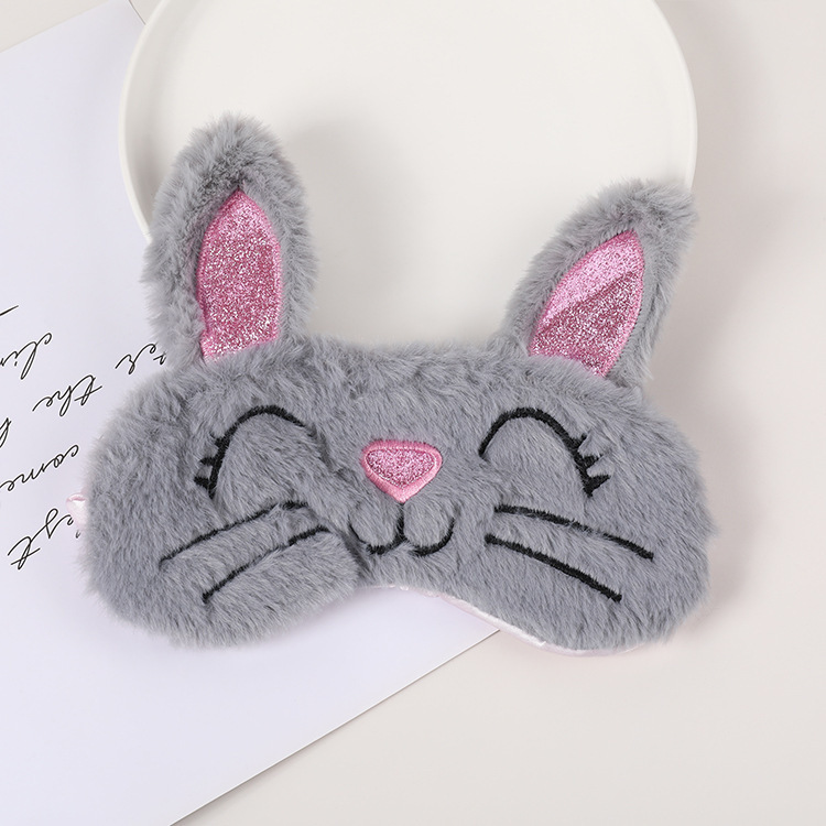 Fábrica al por mayor de felpa máscara de ojo de dibujos animados de santa claus alce sombreado máscara de ojo zorro animal bolsa de hielo transpirable