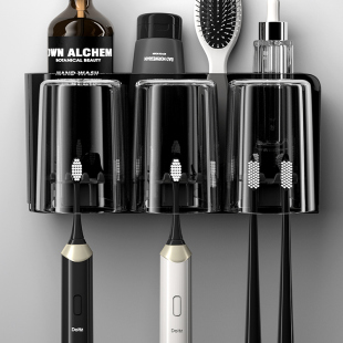Toothbrush Rack Storage Rack New Punch-free Mouthwash Brushing Cup Wall-mounted Bathroom Electric Family