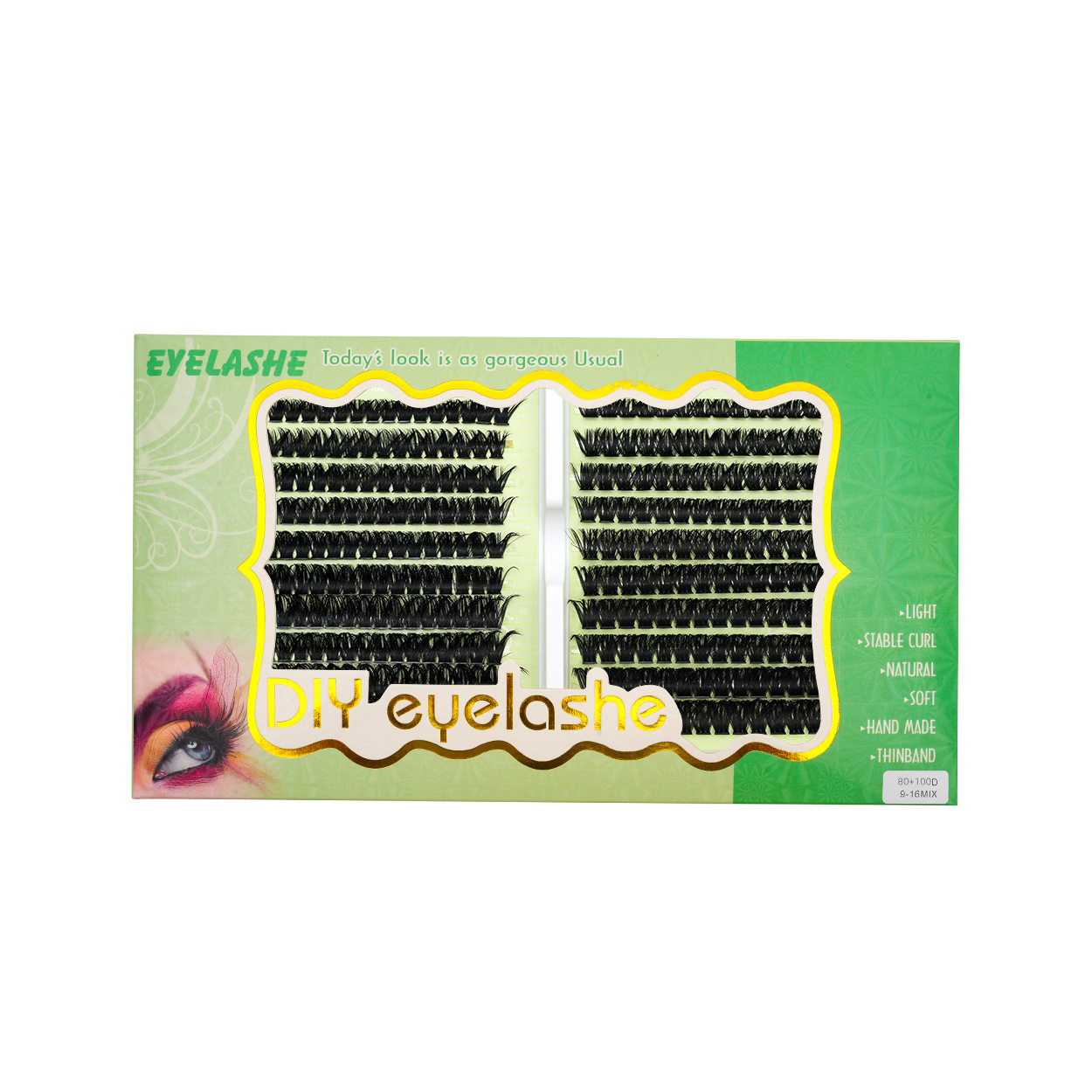 DIY transfronterizo pestañas falsas 4 piezas juego de pegamento de liberación de pestañas 304050P60P80P100P 20 filas lotes de comercio exterior