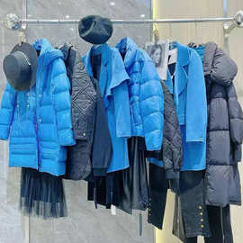 羽沙国际品牌撤柜24冬季欧韩羽绒服双面呢颗粒外套系列货品牌尾货