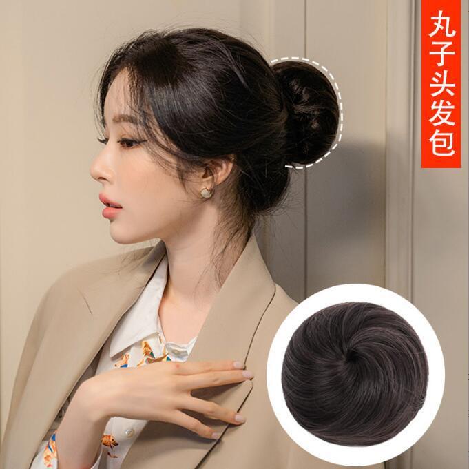 Bolsa de pelo recto cabeza agarrando clip de cola de caballo alta suave correa de pelo recto estilo brotes de flores anillo de pelo recto peluca bolsa de pelo recto