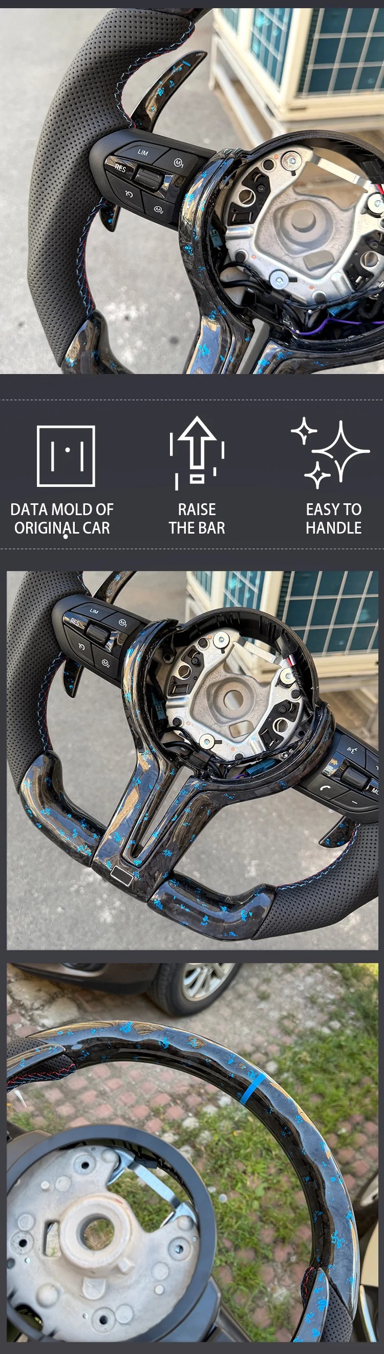 Suitable for BMW F21 F22 F31 F32 F11 F06 F02 forged carbon fiber steering wheel