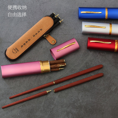 Cross-border special supply of chicken wing wood ebony red sandalwood folding chopsticks portable retractable tableware chopsticks outdoor camping tableware