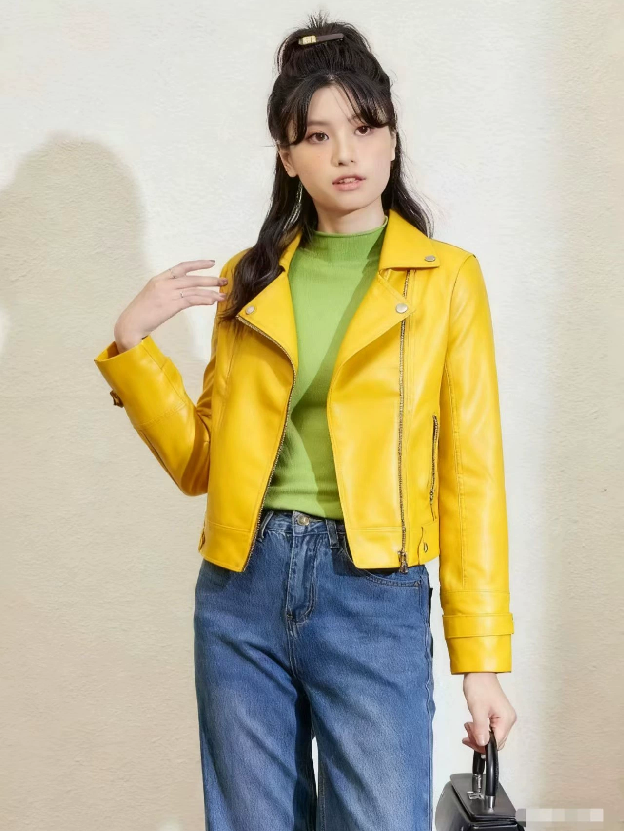 Autumn polyurethane short jacket, Korean style, plus size