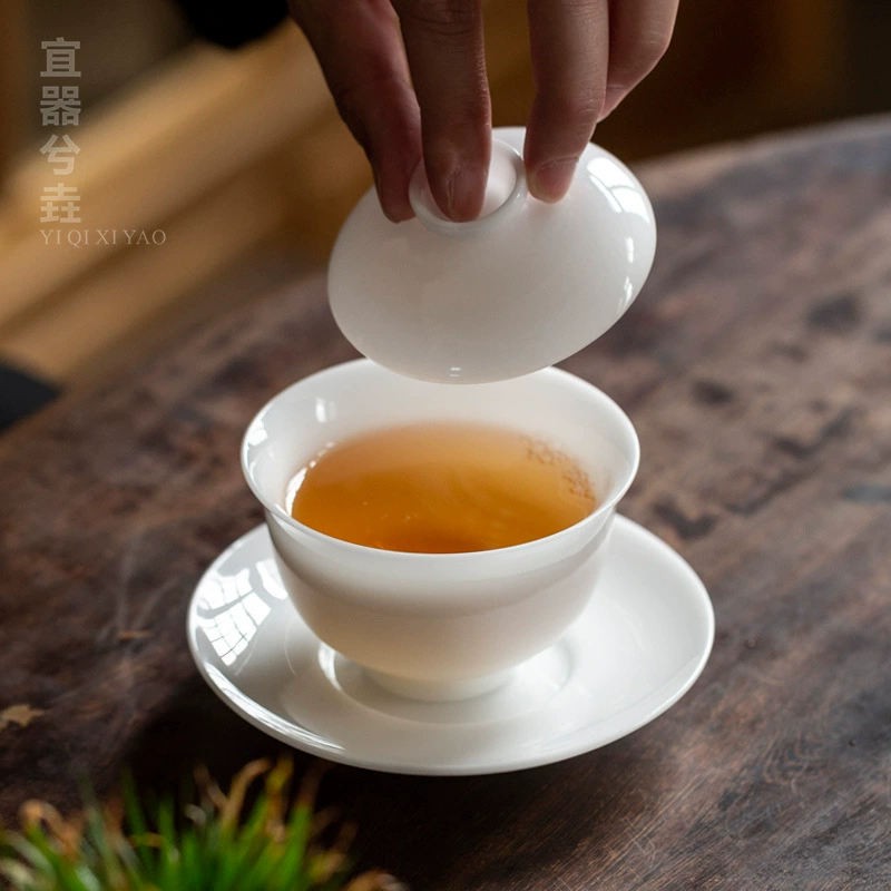 Ceramic tea cup white jade, tea set, DIY, ice imitation
