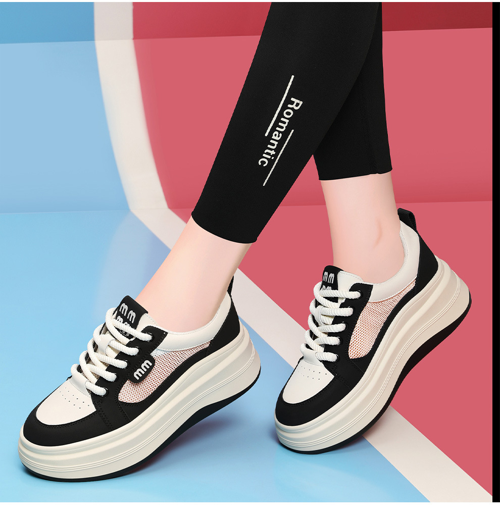 Giày sneaker nữ đế xuồng lưới thoáng khí, đế dày mềm, thời trang đa năng — JST 1802-1 màu đen, JST 1832-1 màu đen, JST 1923 trắng đen, JST 1802- 1m Màu chi tiết 7