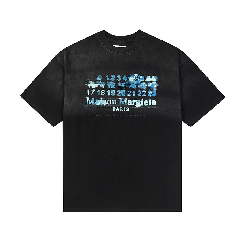 Maison Margiela 24SS коллекция MM6 цифровой узор круглый вырез мужской и женский модный бренд укороченный рукав футболка серия